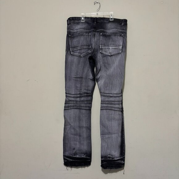 Arketype Men’s 38x32 Distressed Moto Jeans Black Washed Biker Denim - Picture 2 of 5